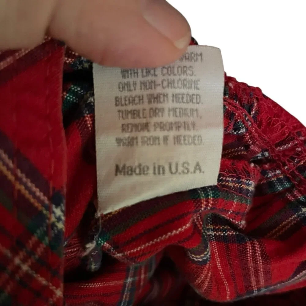 Vintage OshKosh B'Gosh Girls Overalls Sz 12 Month Red Plaid Bow Back Bubble Xmas